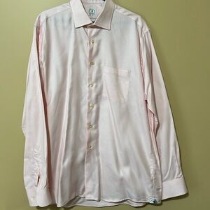 PETER MILLAR men’s 100% cotton pink button up dress shirt. XL 17